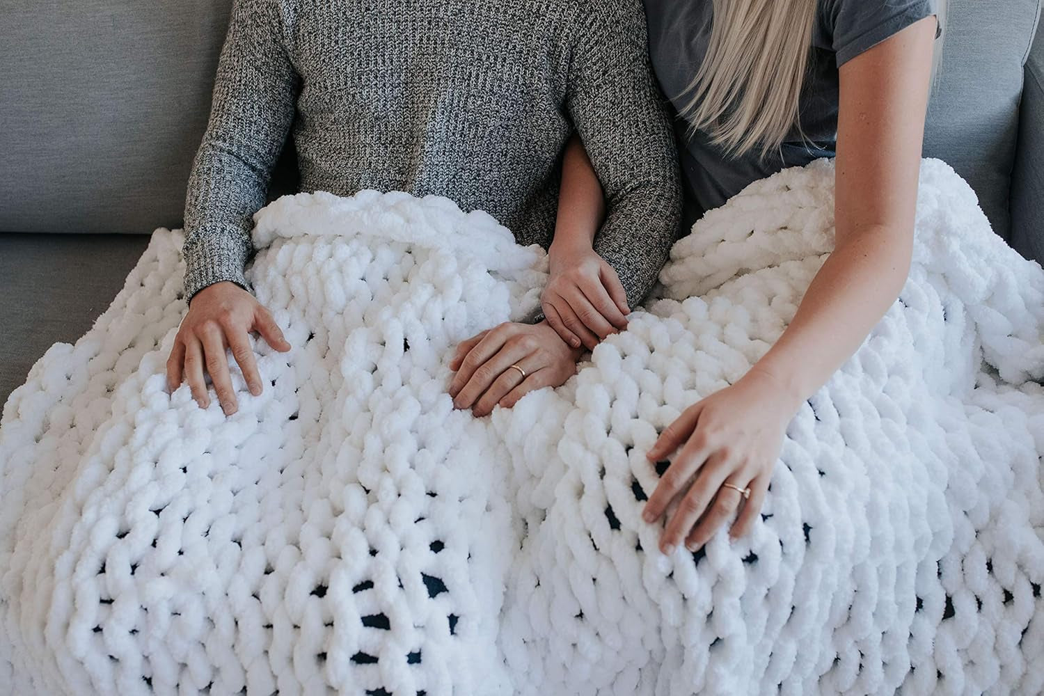 Chunky Knit Blanket- Soft Blanket- Handmade Chenille Yarn Throw Blanket (50X60)