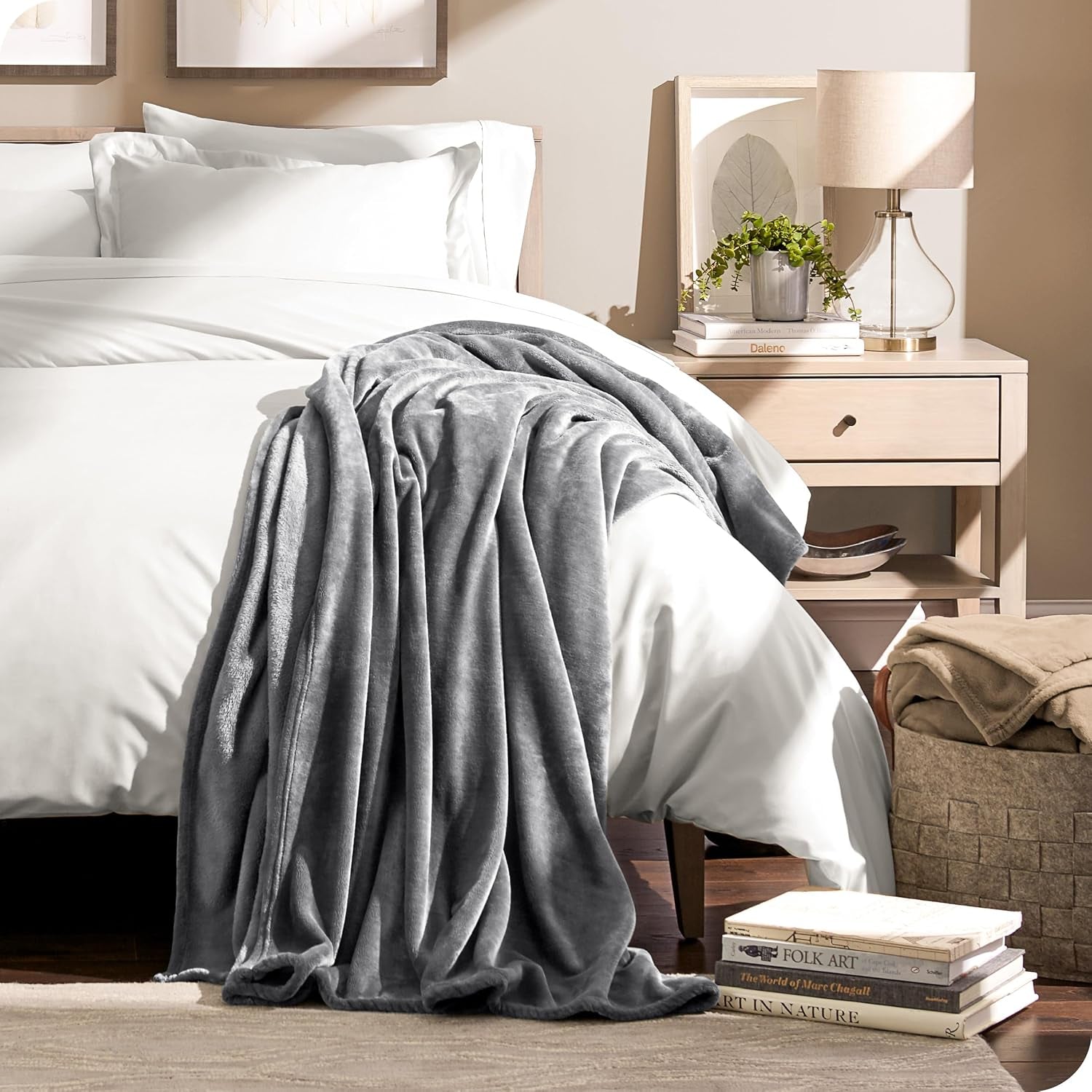 Fleece Blanket - King Size - Ultra-Soft Lightweight for Bed, Sofa, and Couch - Luxury Microplush - Cozy Warm Blanket (King, Grey)