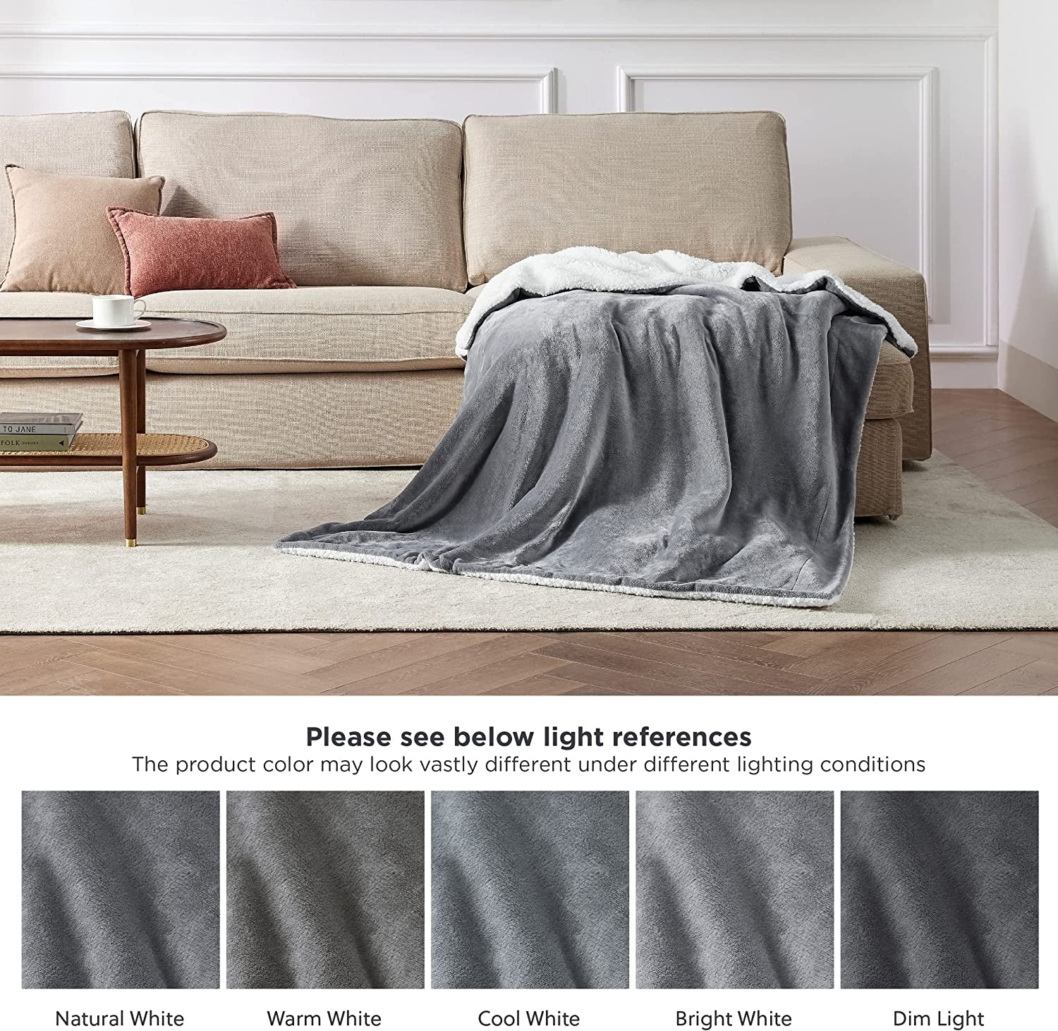 Sherpa Fleece Throw Blanket Twin Size for Couch - Thick and Warm, Soft Fuzzy Plush Blanke for Winter, Grey, 60X80 Inches