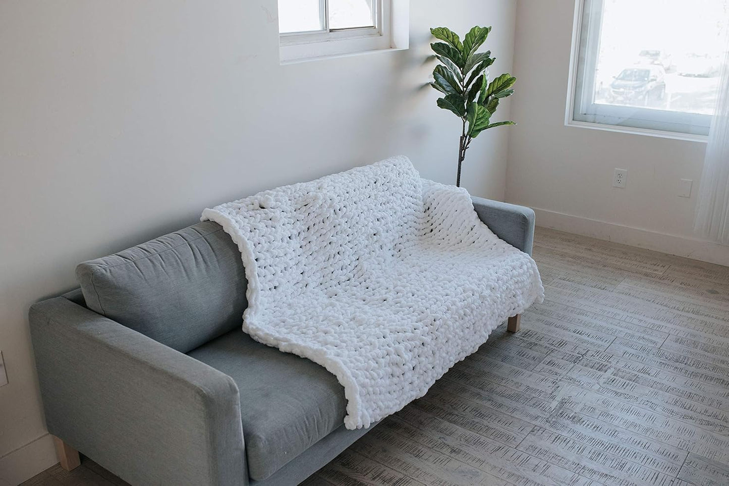 Chunky Knit Blanket- Soft Blanket- Handmade Chenille Yarn Throw Blanket (50X60)