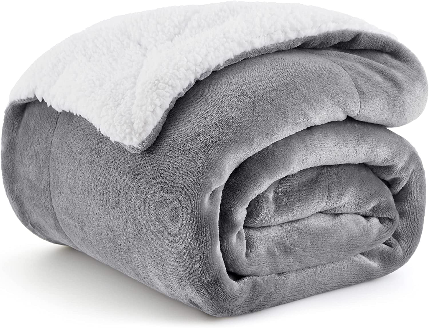 Sherpa Fleece Throw Blanket Twin Size for Couch - Thick and Warm, Soft Fuzzy Plush Blanke for Winter, Grey, 60X80 Inches