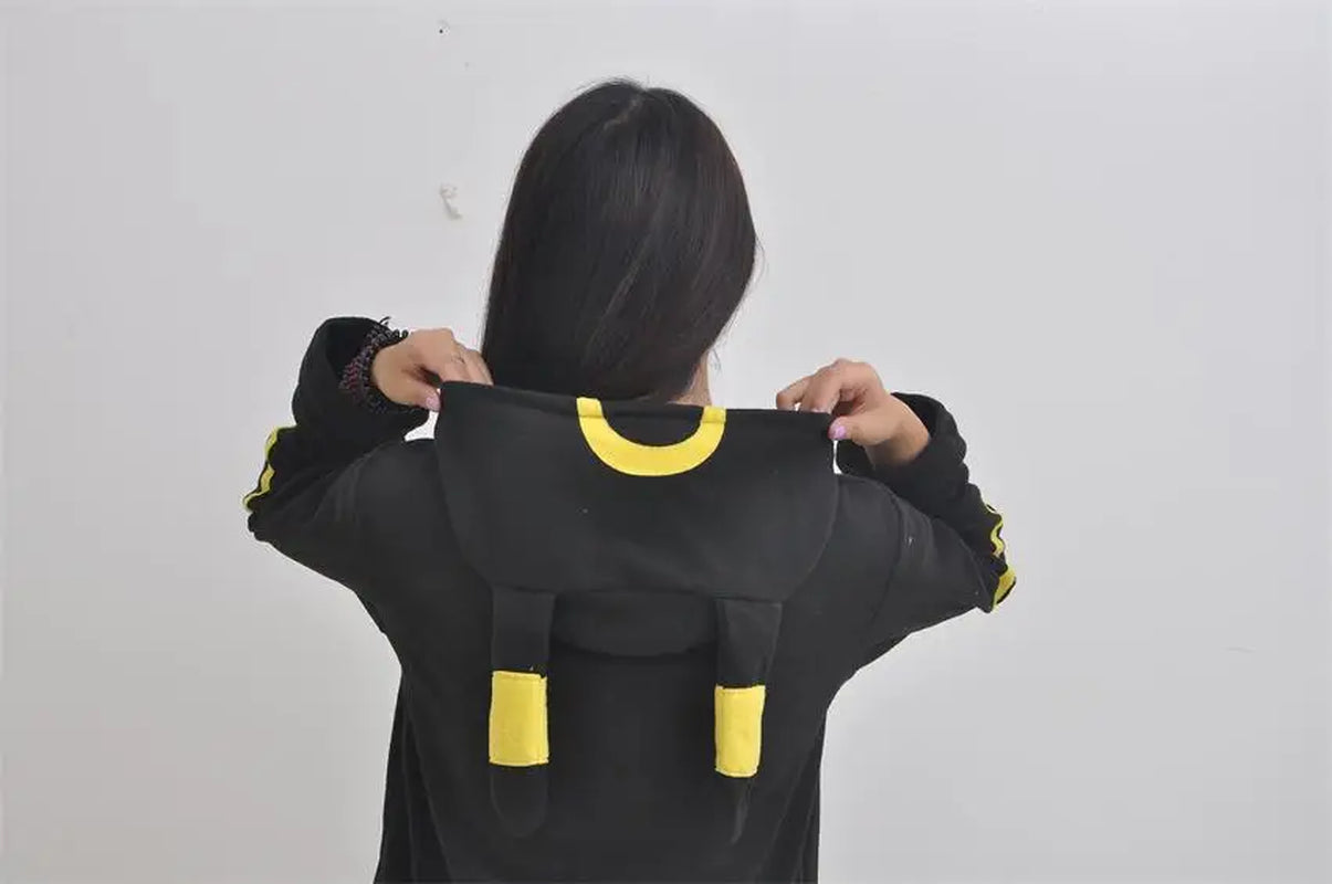 Women'S Black Umbreon Hoodie Outerwear Jacket Sweatshirt Unisex Cosplay Costumes Plush Animal Hoodie Suits