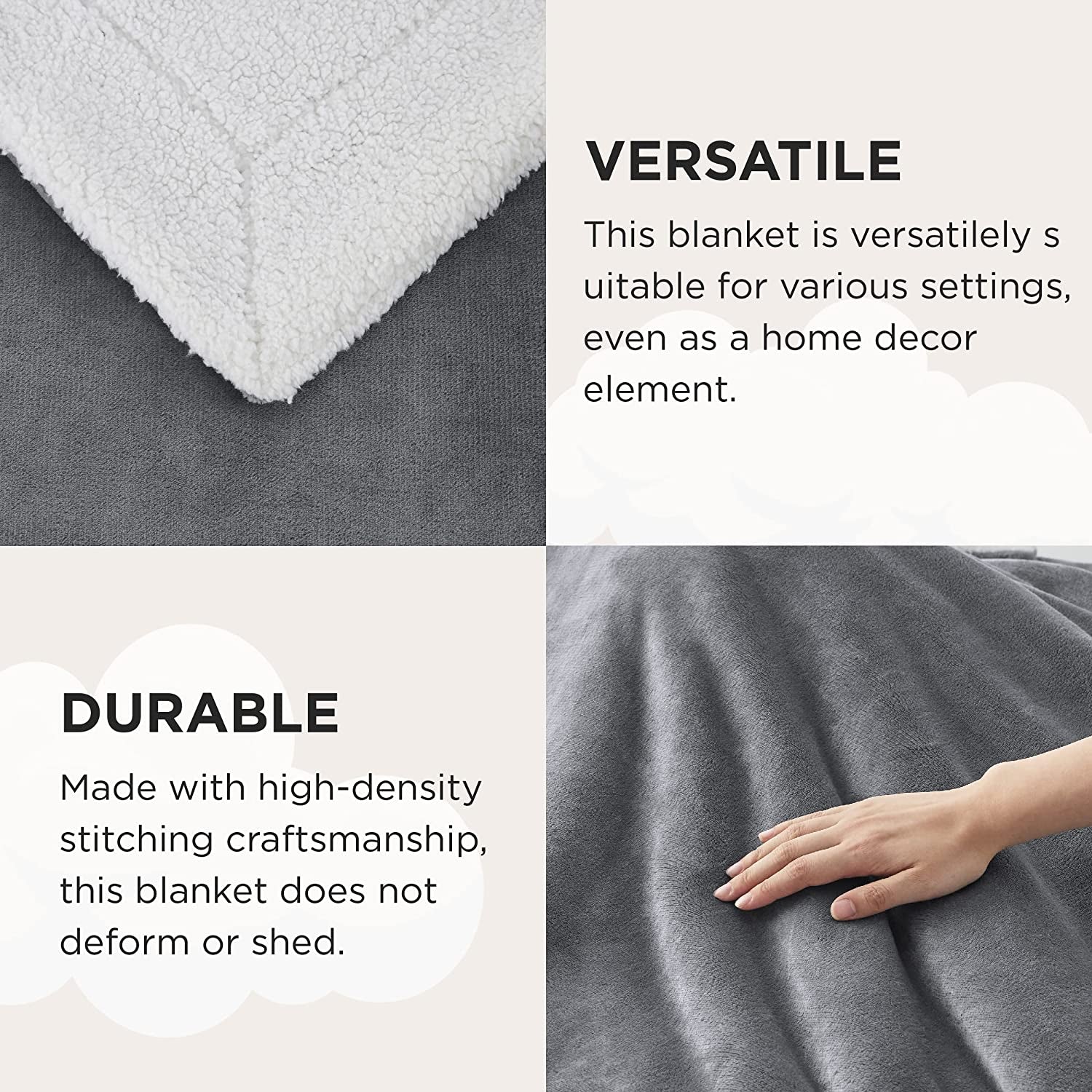 Sherpa Fleece Throw Blanket Twin Size for Couch - Thick and Warm, Soft Fuzzy Plush Blanke for Winter, Grey, 60X80 Inches